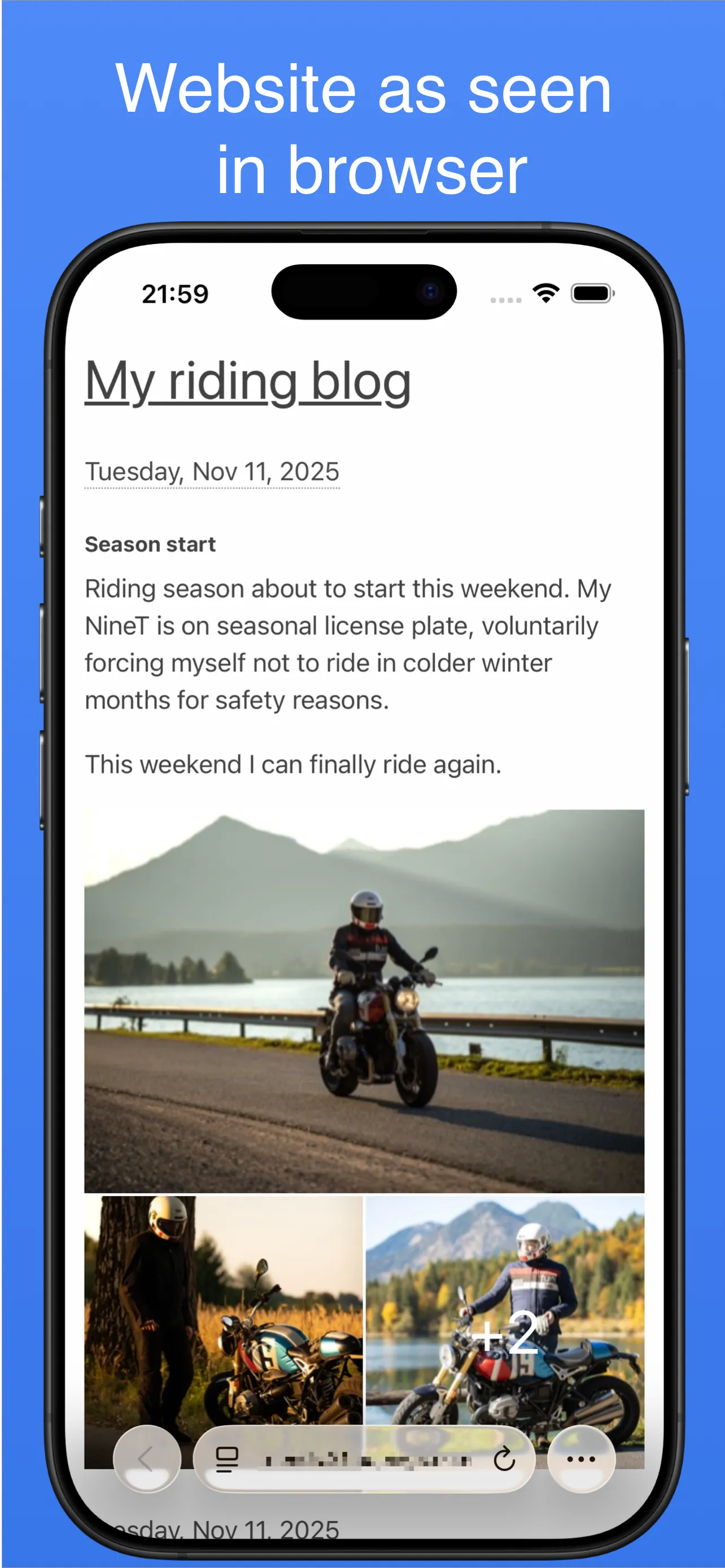 Generated website as seen in the browser